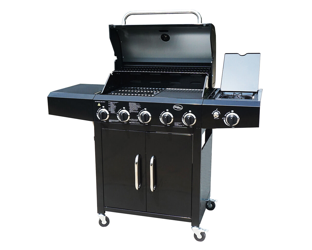 Bbq with side outlet burner