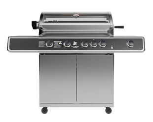 Beefmaster Deluxe T-Series 4 Burner BBQ on Deluxe Cart with Stainless Steel Side Burner
