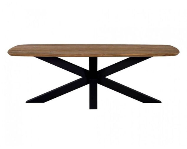 Jakarta Teak 220cm Cross Leg Table - Black, Black, hi-res