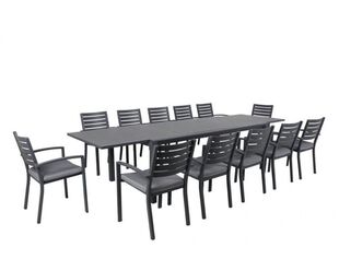Boston-Jette 13 Piece Slatted Dining - Gunmetal Grey