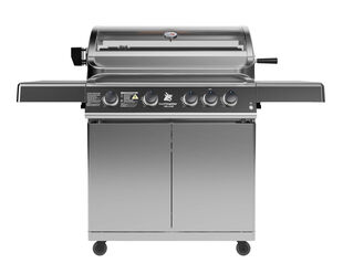 Beefmaster Deluxe T-Series 4 Burner BBQ on Deluxe Cart with Folding Shelves