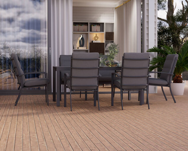 Jette 6 Seater Dining Bundle - Gunmetal Grey, Gunmetal Grey, hi-res