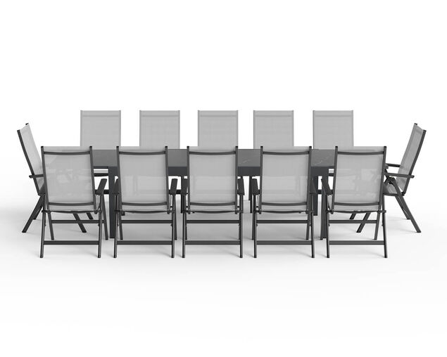 Frankie-Sinta 13 Piece Extension Dining Setting (Gunmetal Grey), , hi-res