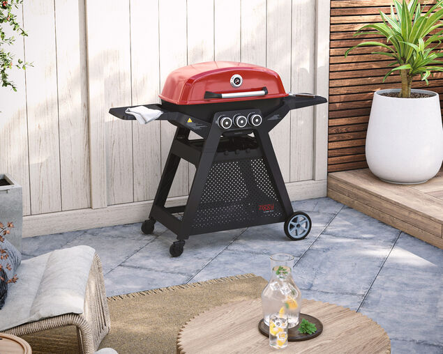 Ziggy Elite Triple Grill LPG BBQ On Cart, , hi-res