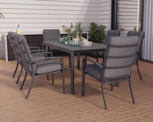 Jette 6 Seater Dining Bundle - Gunmetal Grey, Gunmetal Grey, hi-res