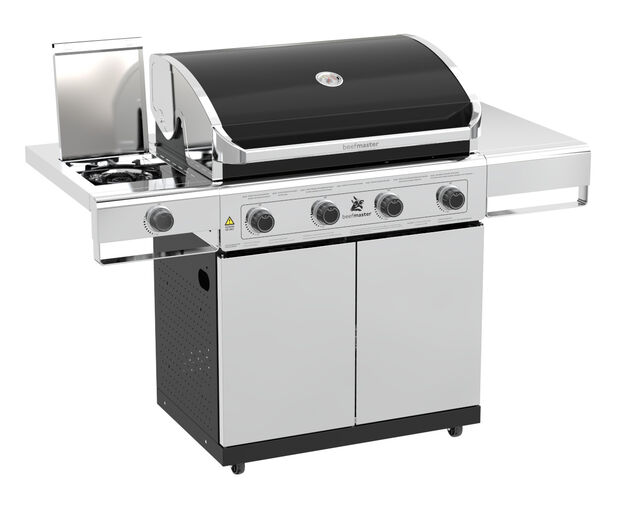 Beefmaster Classic 4 Burner BBQ on Deluxe Cart with Cast Iron Side Burner, , hi-res image number null