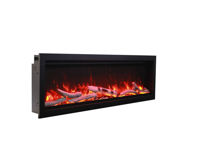 Amantii Smart 50" Clean face Electric Built-in with log and glass, black steel surround, , hi-res