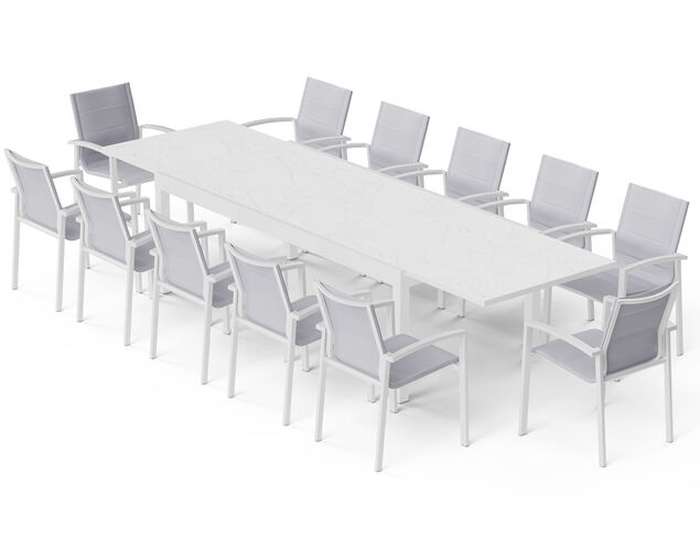 Boston-Sinta 13-Piece Extension Dining Setting - White, White, hi-res