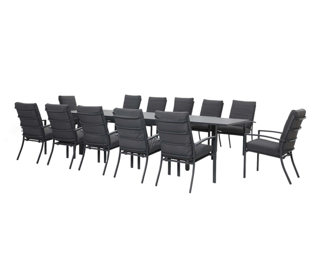 Jette 12 Seater Extension Dining Setting Bundle - Gunmetal Grey, Gunmetal Grey, hi-res