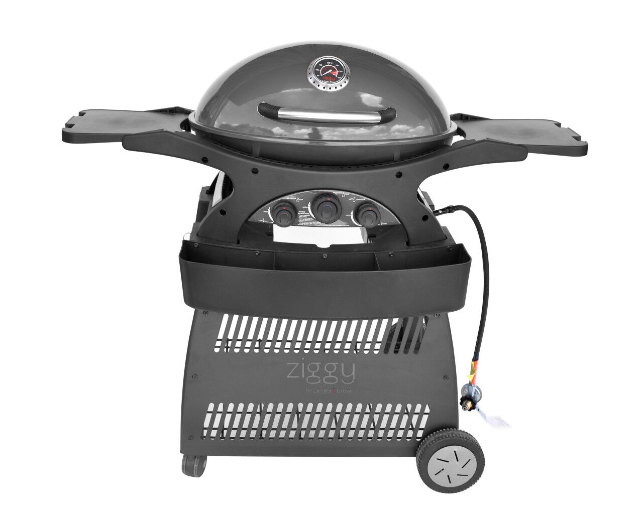 Ziggy Classic Triple Grill Natural Gas BBQ on Cart Gunmetal Grey