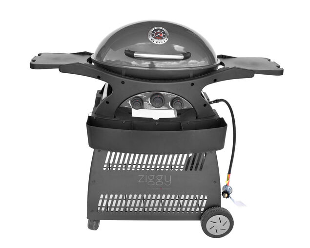 Buy Ziggy Classic Triple Grill Natural Gas BBQ on Cart (Gunmetal Grey