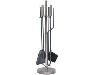 Maxiheat 4 Piece Fire Poker Tool Set with Stainless Steel Stand