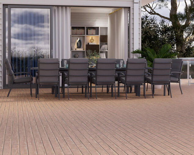 Jette 12 Seater Extension Dining Setting Bundle - Gunmetal Grey, Gunmetal Grey, hi-res