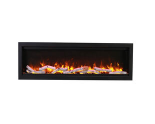 Amantii Smart 60" Clean face Electric Built-in with log and glass, black steel surround