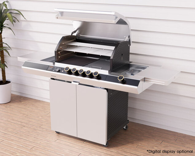 Ziegler & Brown Turbo Elite 5 Burner BBQ on Cart with Side Burner & Drawer (T Series), , hi-res
