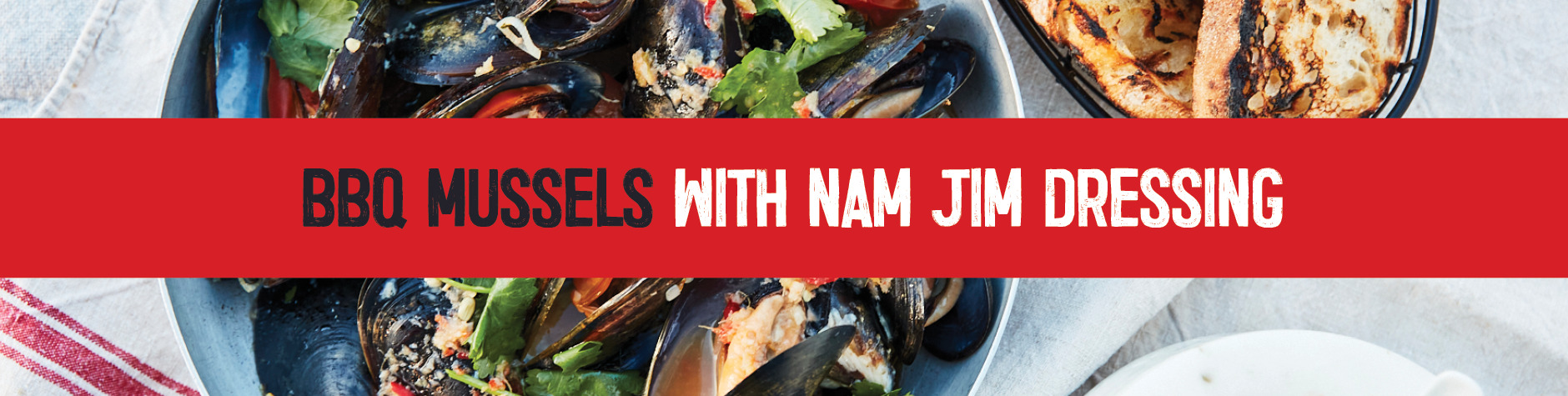 BBQ Mussels with Nam Jim Dressing
