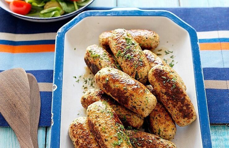 Chicken Sausages with Tomato Salad