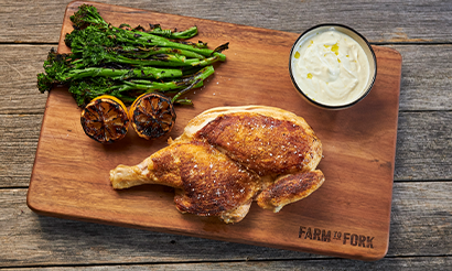 Brick Chicken with Grilled Broccolini