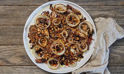 BBQ Sweet Onions and Raddichio with Spicy Balsamic Dressing