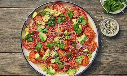 Smoked Tomato and Avo Salad with Fish Sauce Dressing