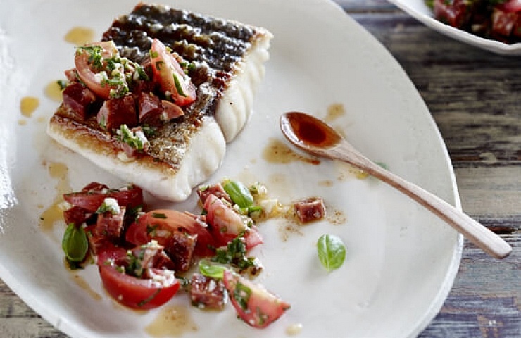 Grilled Mackerel with Smoky Chorizo Salad