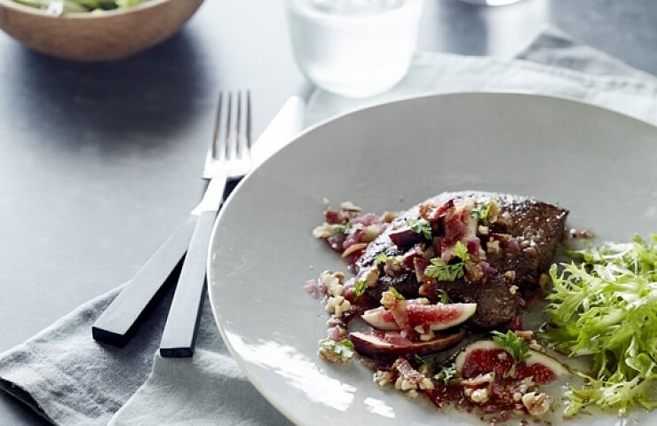 Seared Beef Liver with Fig Salad & Sherry Vinaigrette