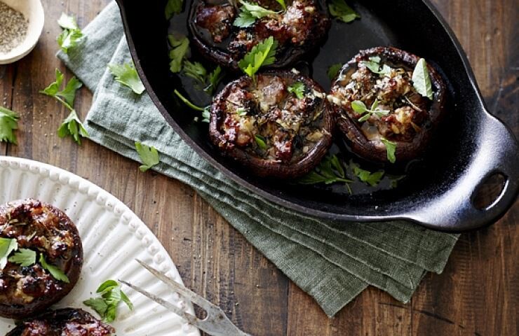 Pork & Garlic Stuffed Mushrooms