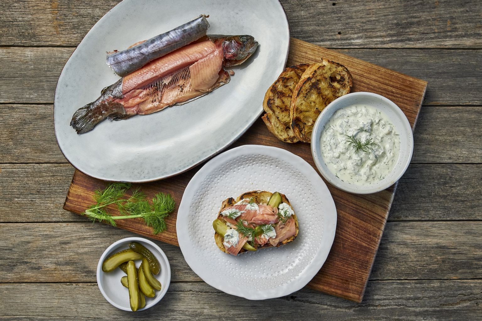 Hot Smoked Rainbow Trout with Dill and Lemon Yoghurt - Farm to Fork