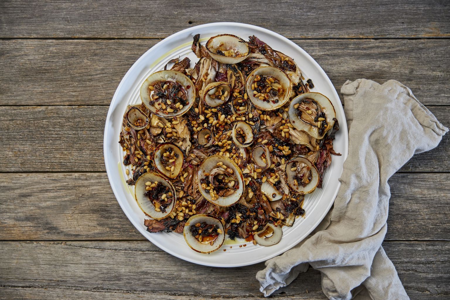 BBQ Sweet Onions and Raddichio with Spicy Balsamic Dressing - Farm to Fork