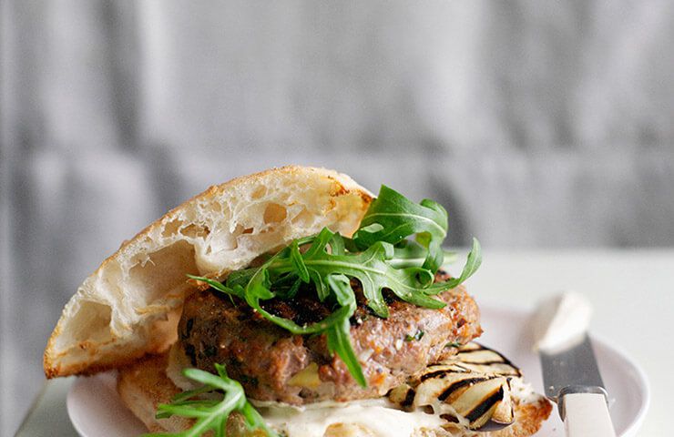 Beef Burger with Eggplant & Rocket