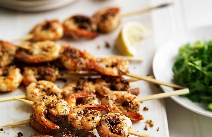 Dukkah Prawn Skewers