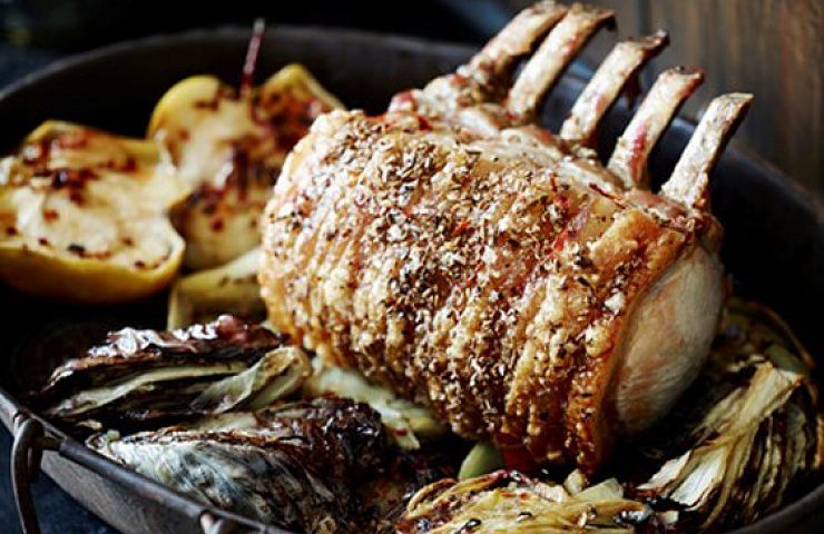 Standing Rib Roast of Pork with Radicchio