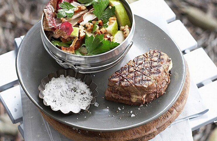 Cheese-Stuffed Steaks with Radicchio Salad