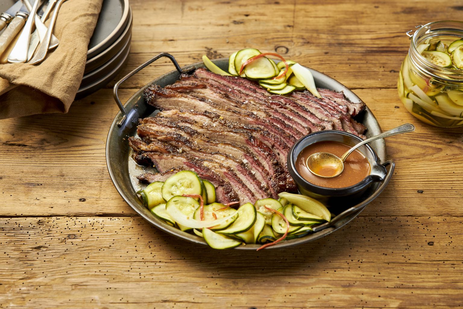 Smoked BBQ Beef Brisket with Zucchini Pickles - Farm to Fork