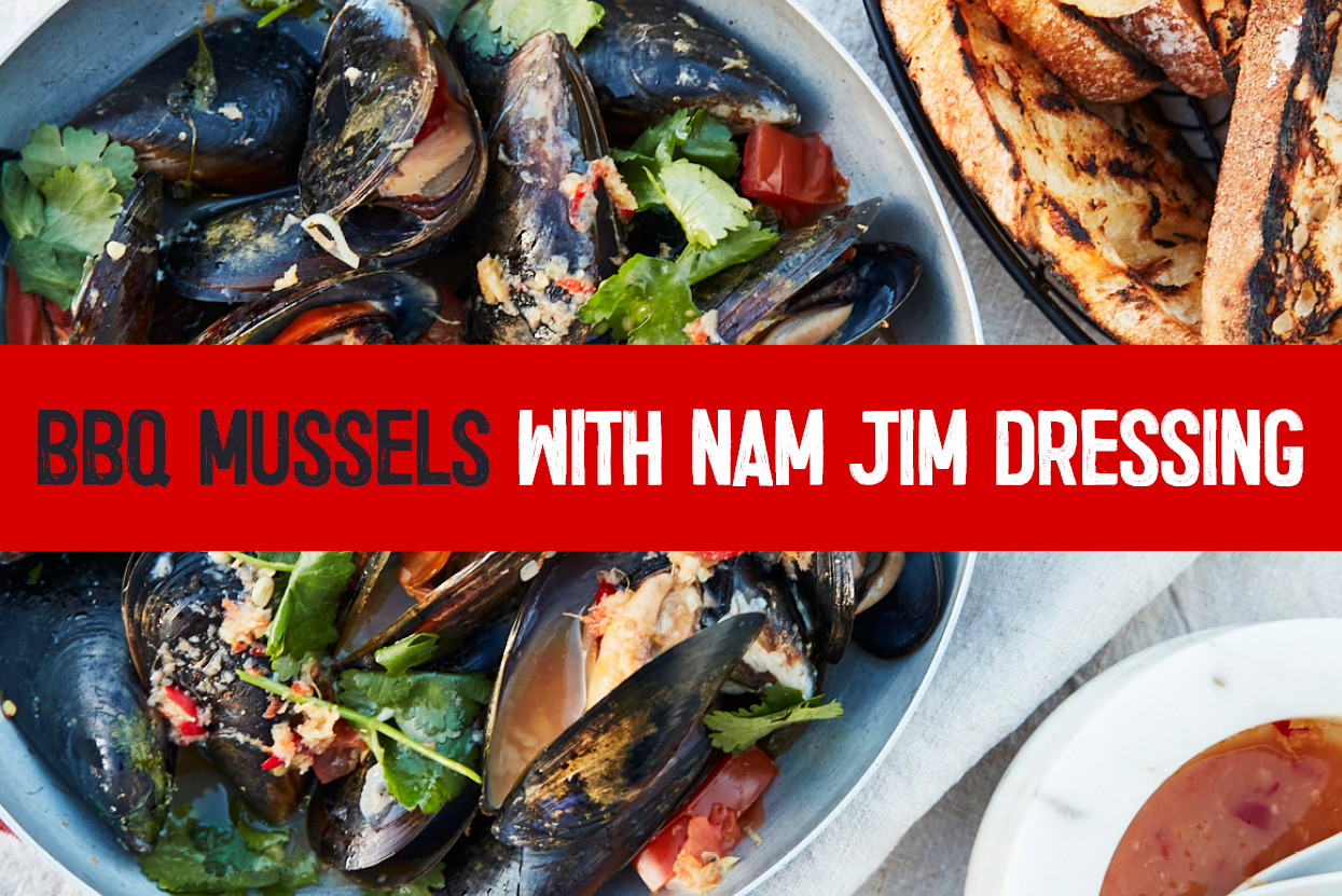 BBQ Mussels with Nam Jim Dressing