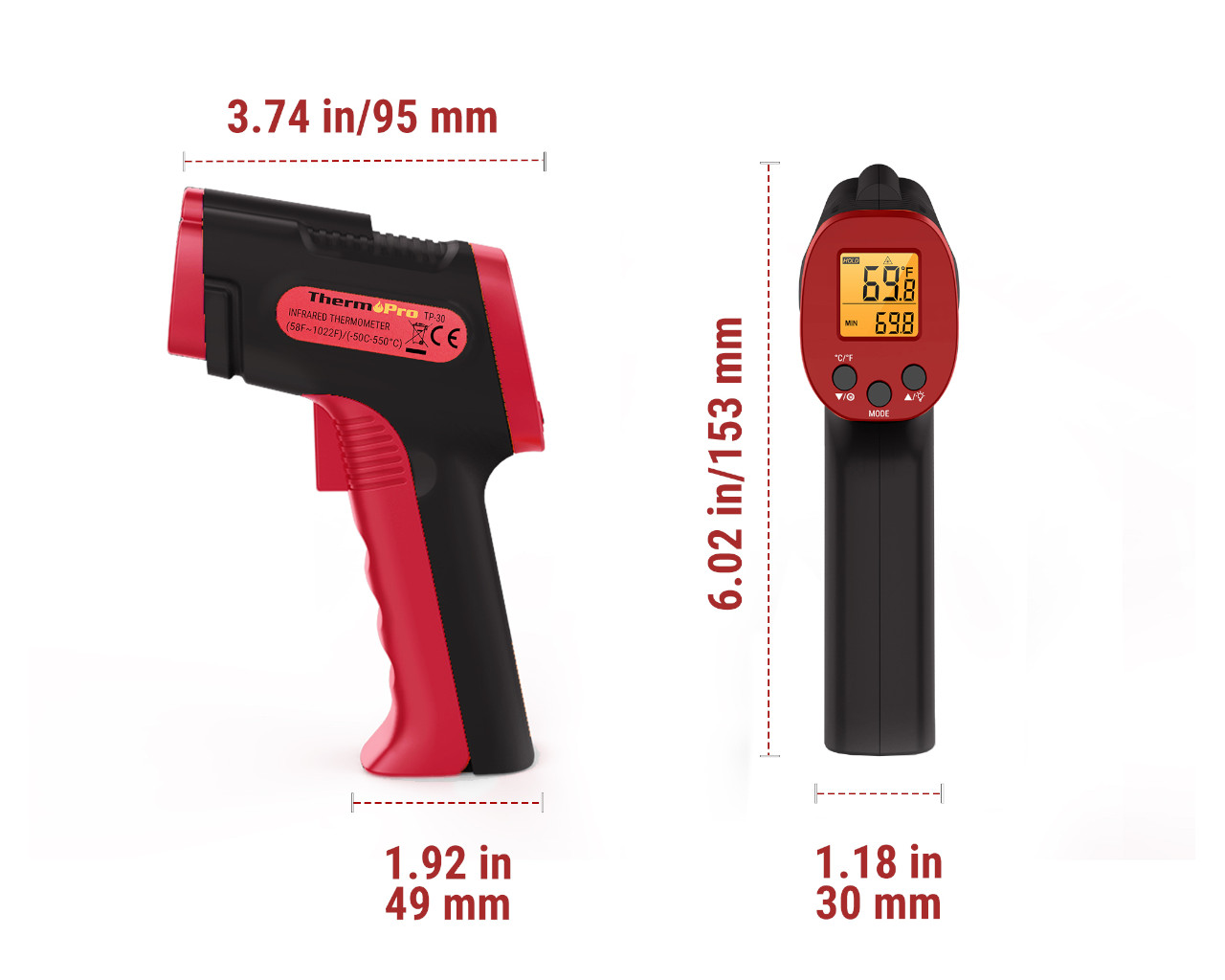 ThermoPro TP30 Laser Digital Infrared  Meat Thermometer Gun, , hi-res image number null