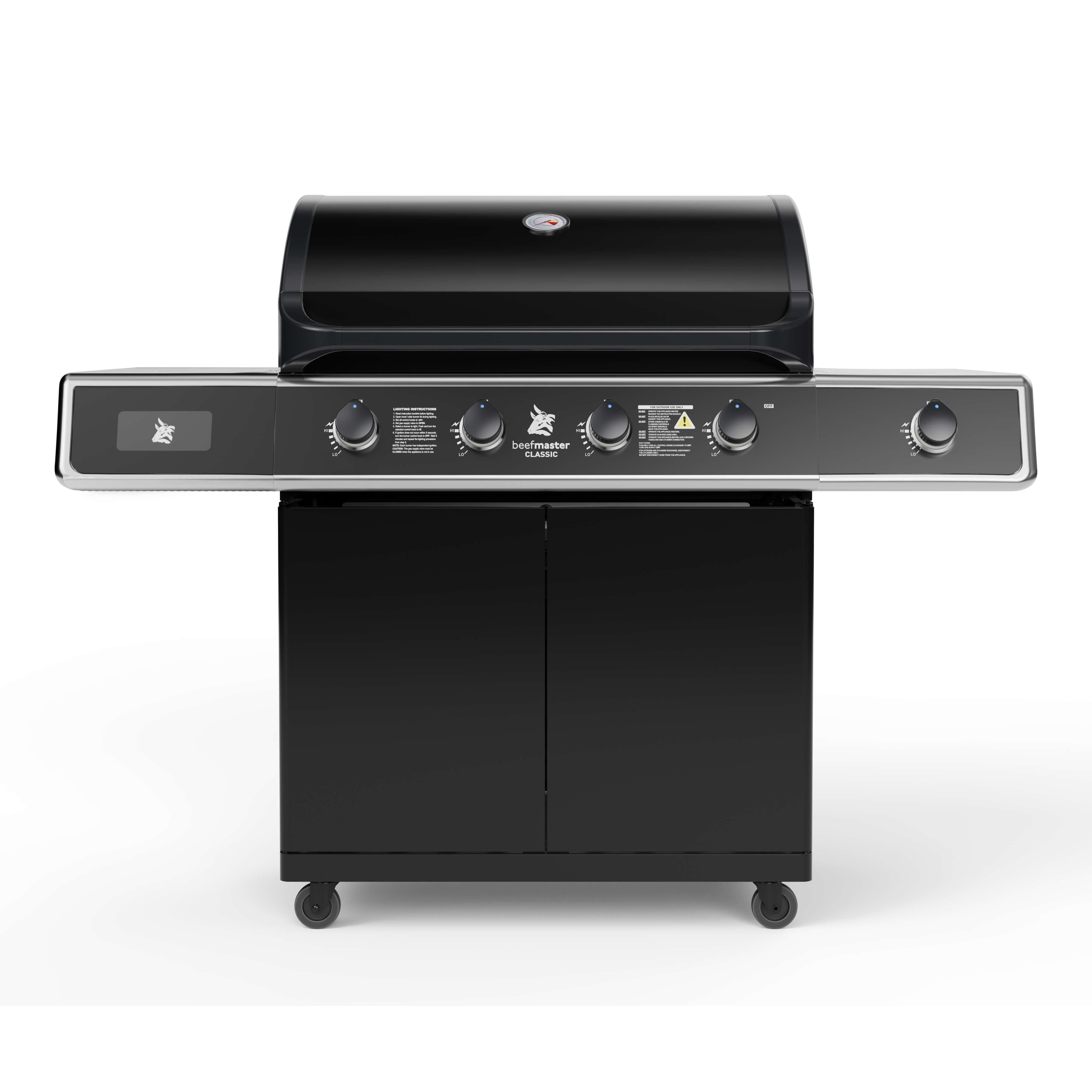 Beefmaster Classic 4 Burner On Classic Cart With Cast Iron Side Burner, , hi-res image number null