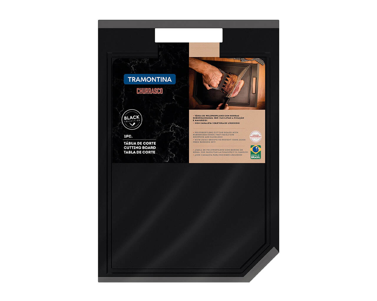 Tramontina Churrasco Black Cutting Board - Black Polypropylene, , hi-res image number null