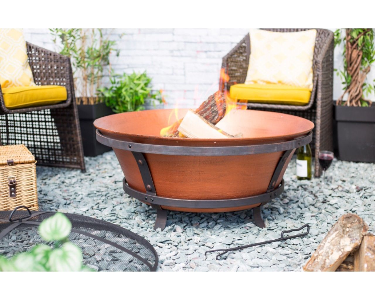 Brushed Copper Cast Iron Fire Pit, , hi-res image number null