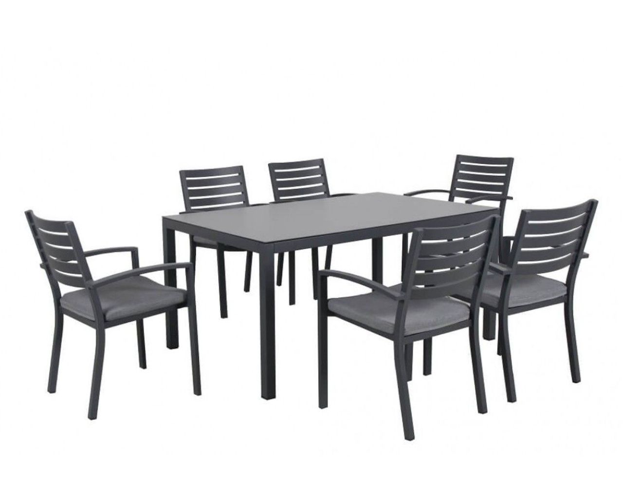 Boston 7 Piece Slatted Dining, Gunmetal Grey, small-swatch