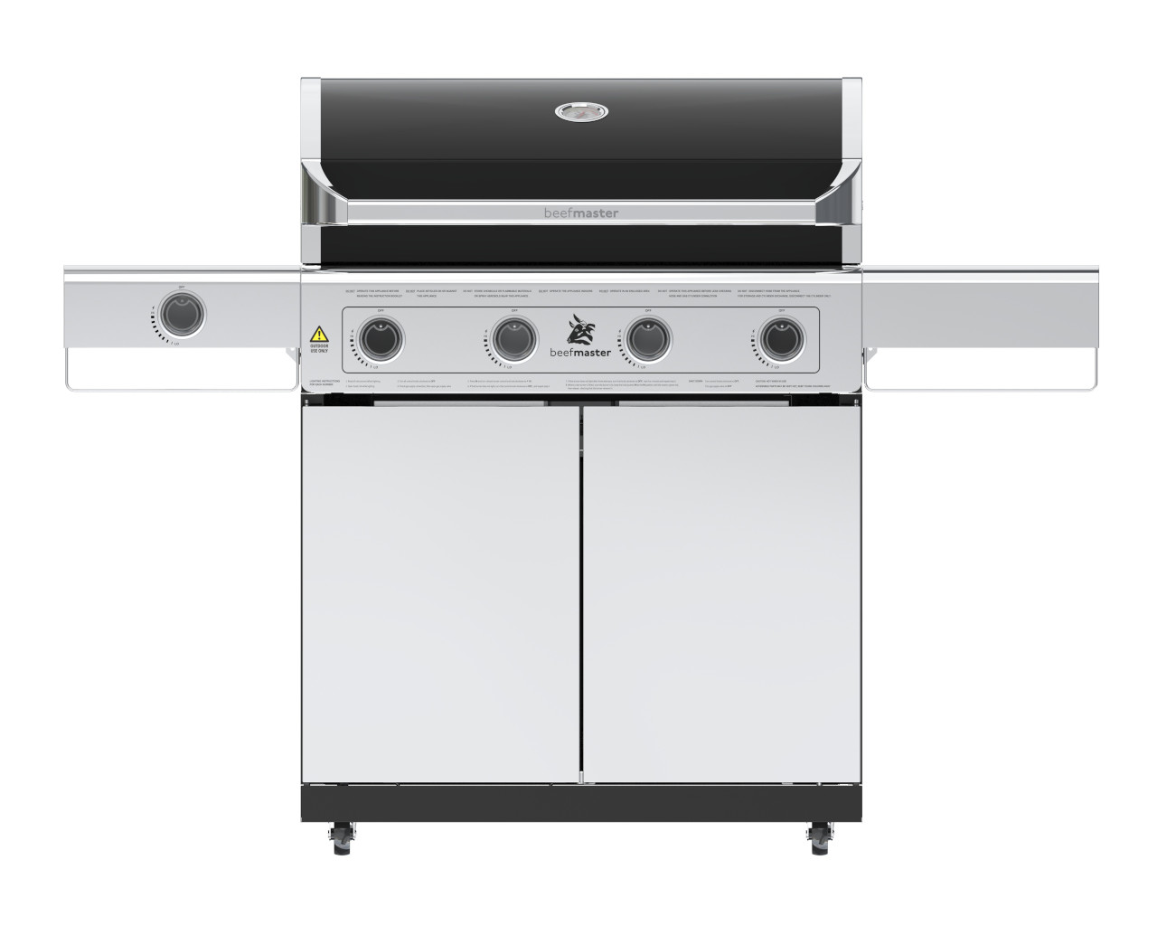 Beefmaster Classic 4 Burner BBQ on Deluxe Cart with Stainless Steel Side Burner, , hi-res image number null