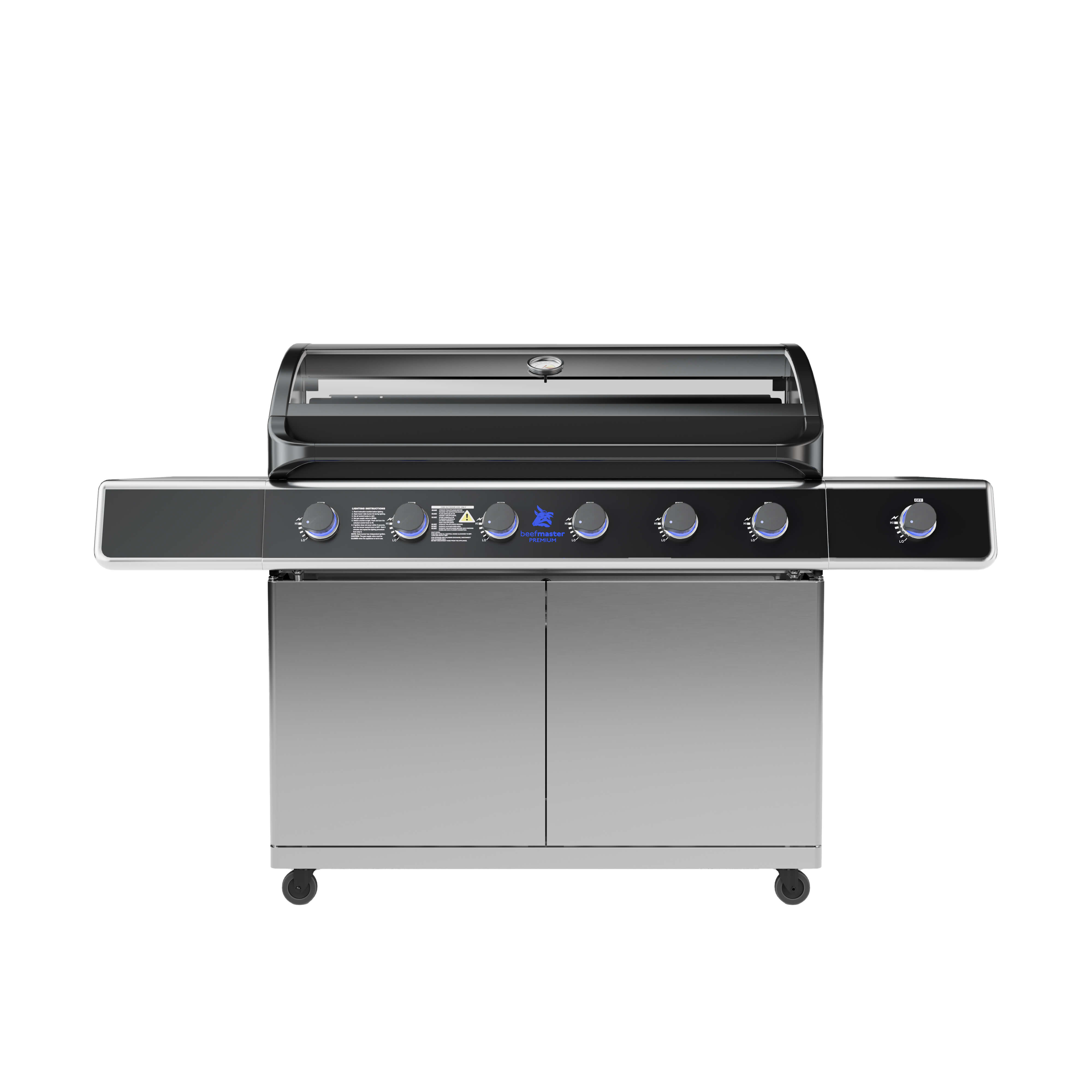 Beefmaster  Premium T-Series 6 Burner BBQ on Deluxe Cart with Stainless Steel Side Burner, , hi-res image number null