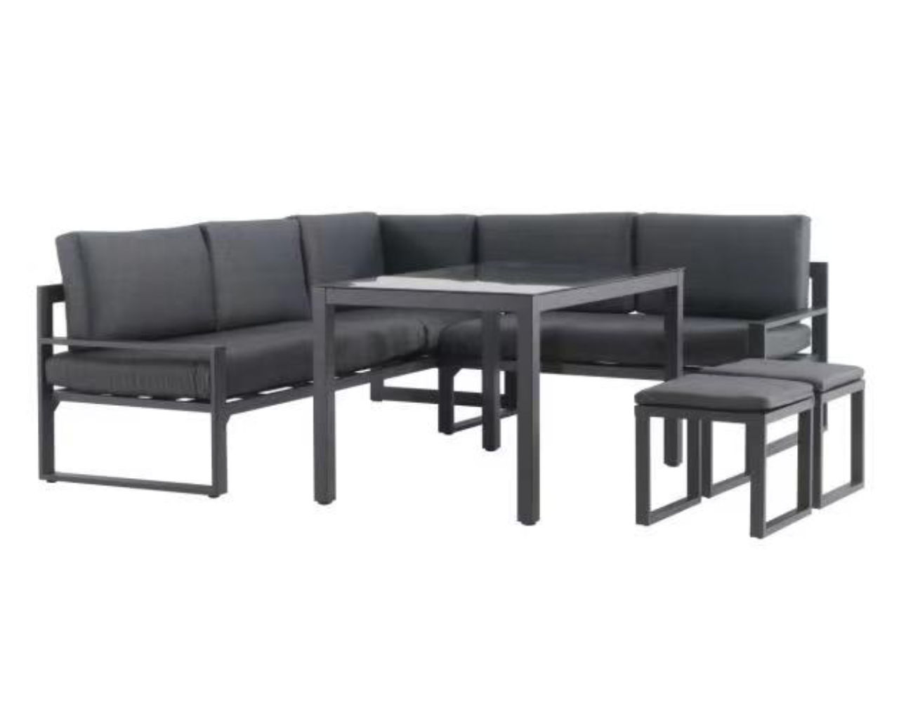 Patmos 5 Piece Low Dining Setting - Gunmetal Grey, Gunmetal Grey, hi-res image number null