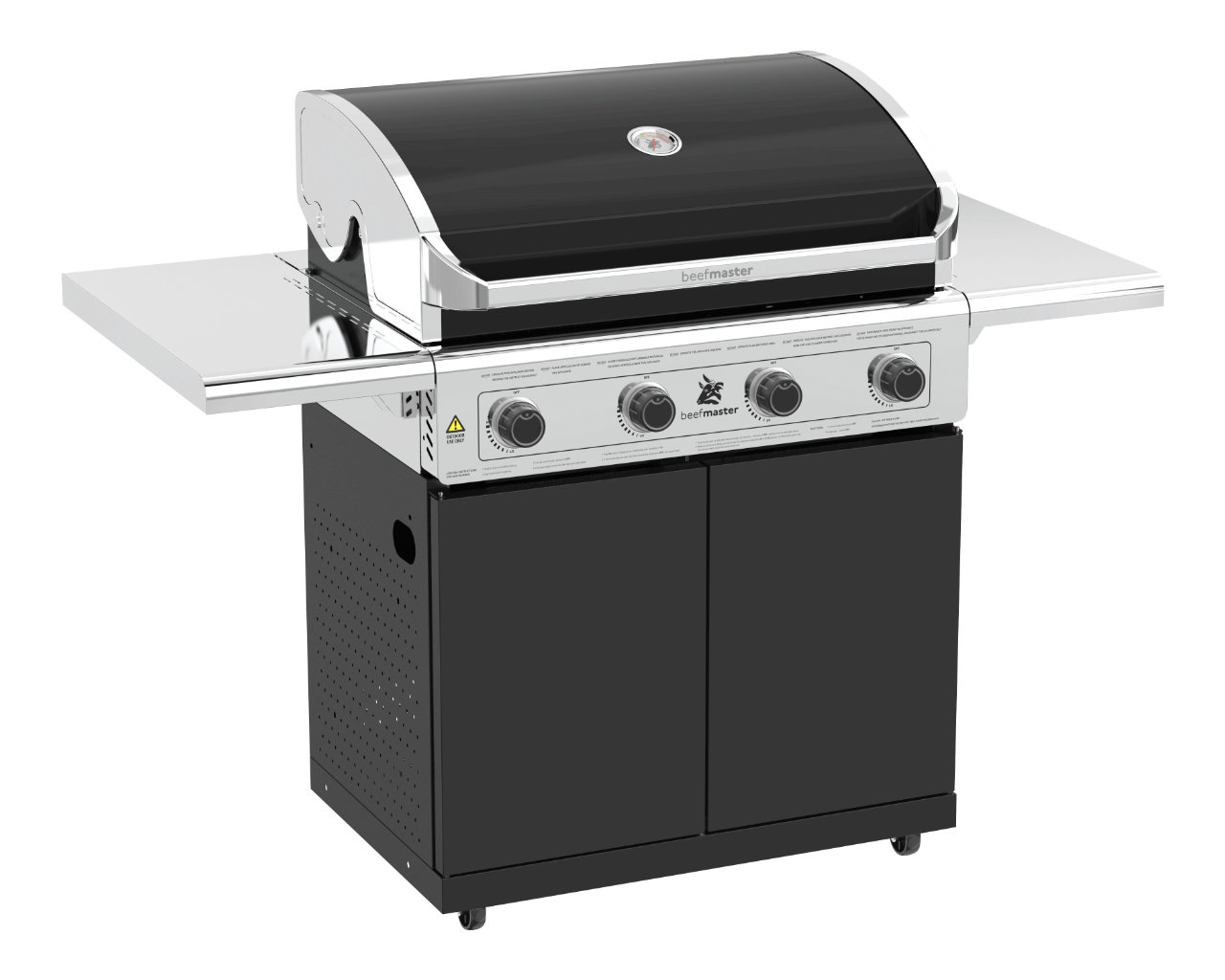 Beefmaster Classic 4 Burner BBQ on Classic Cart with Folding Shelves, , hi-res image number null