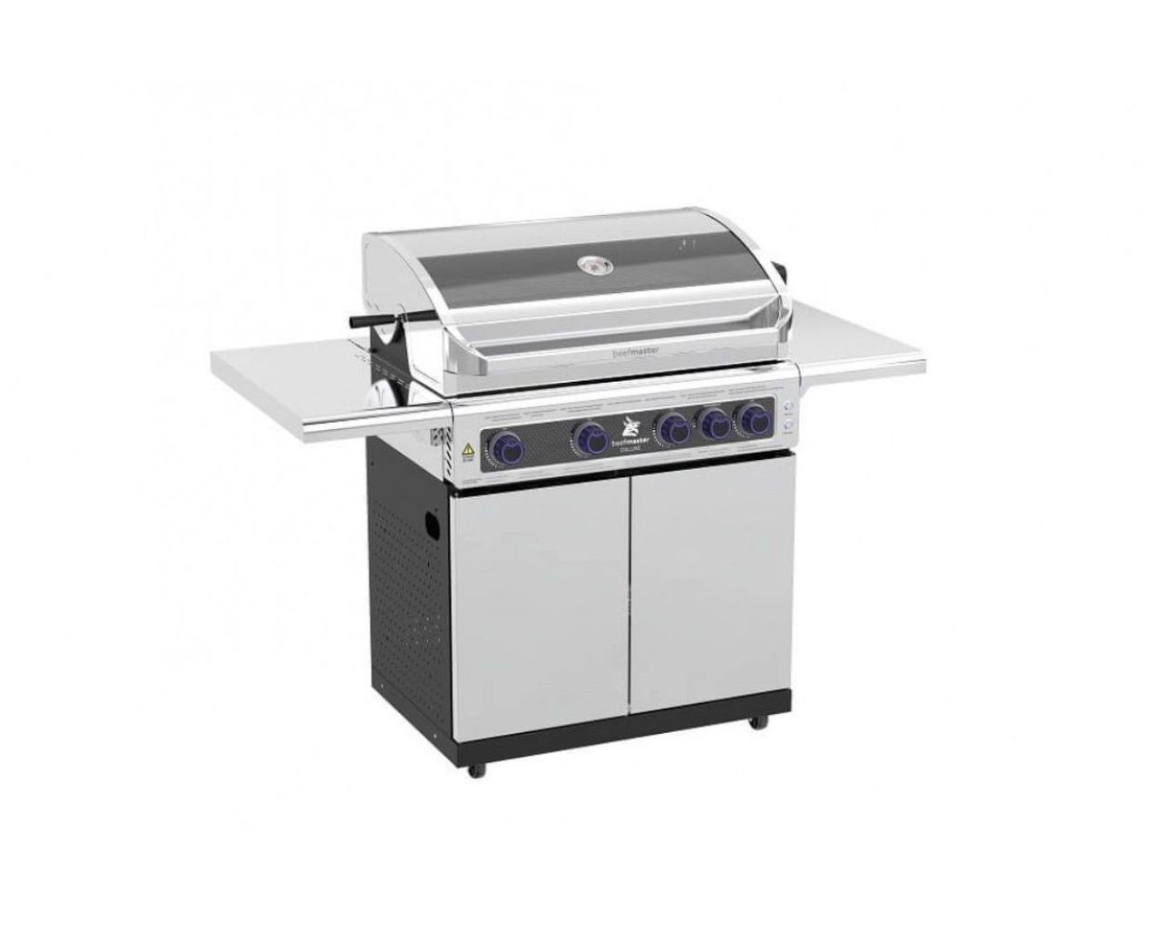 Deluxe Beefmaster 4 Burner BBQ on Deluxe Cart with Folding Shelves, , hi-res image number null