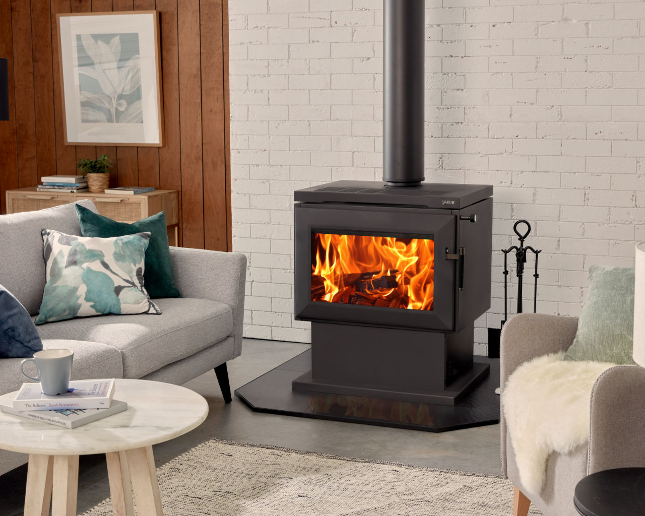 Saxon Mahogany Freestanding Wood Heater, , hi-res image number null