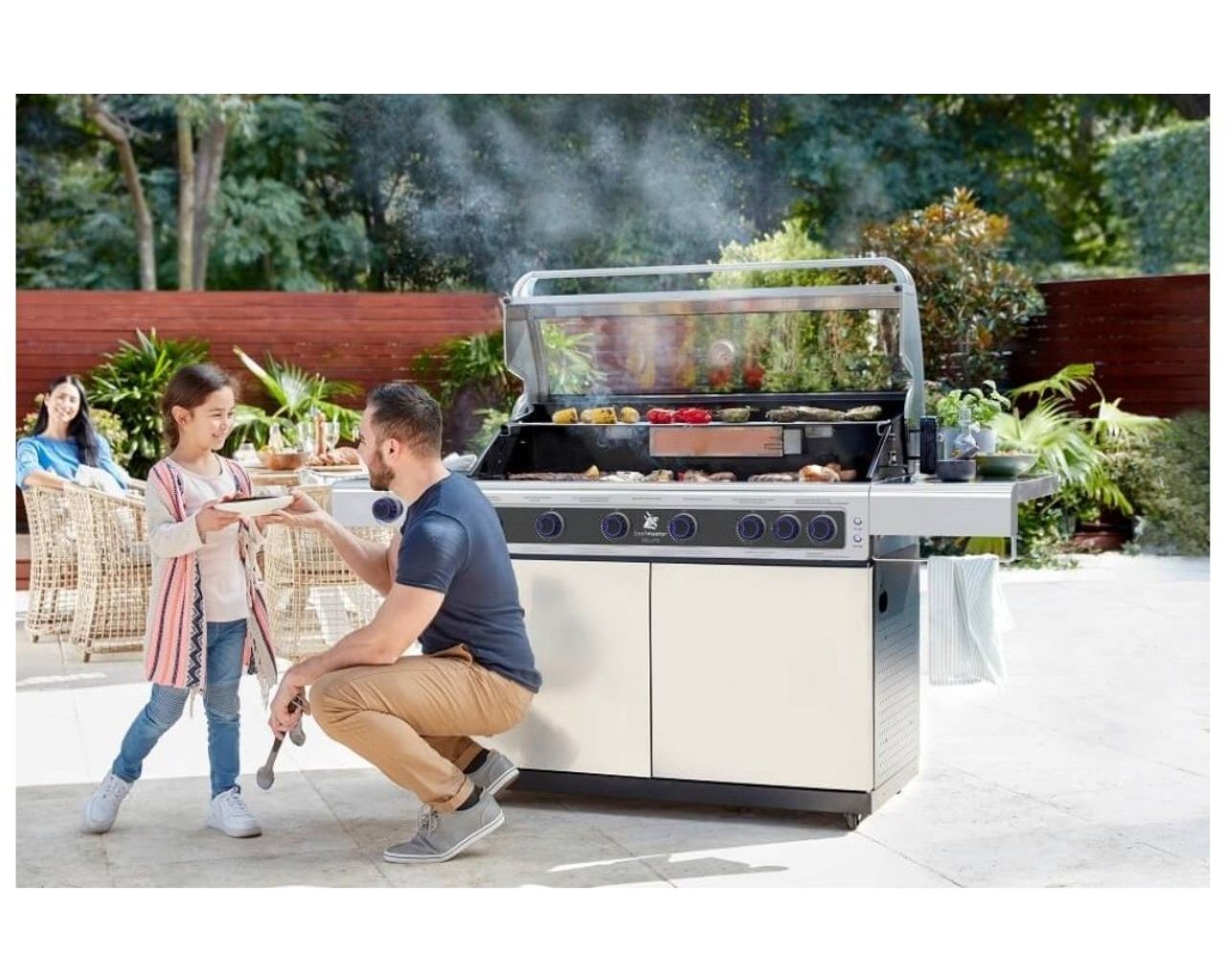 Deluxe Beefmaster 4 Burner BBQ on Deluxe Cart with Stainless Steel Side Burner, , hi-res image number null