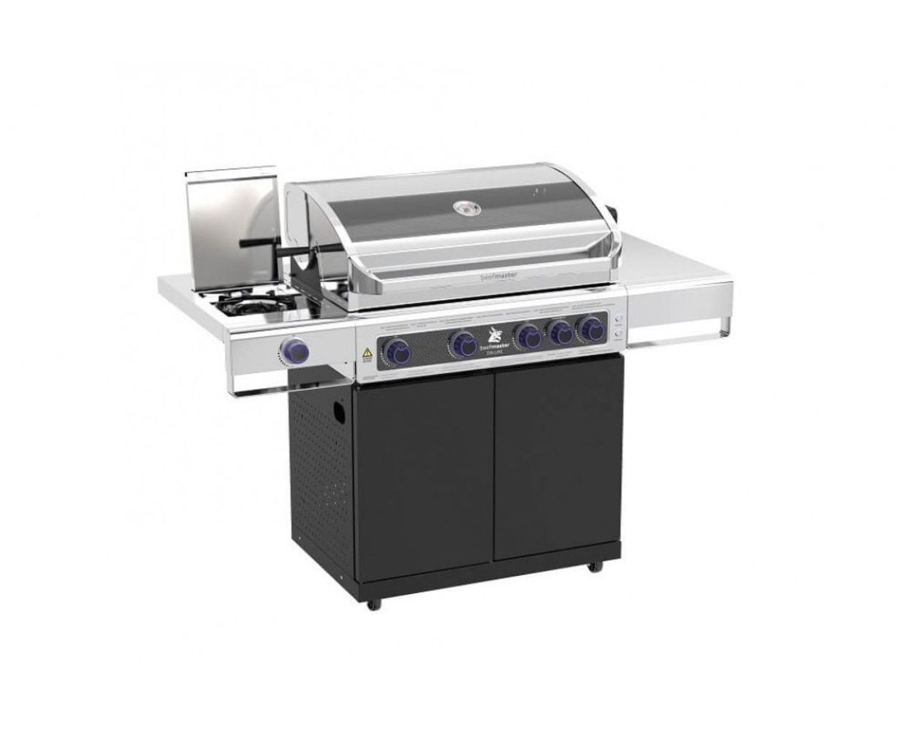 Deluxe Beefmaster 4 Burner BBQ on Classic Cart with Cast Iron Side Burner, , hi-res image number null