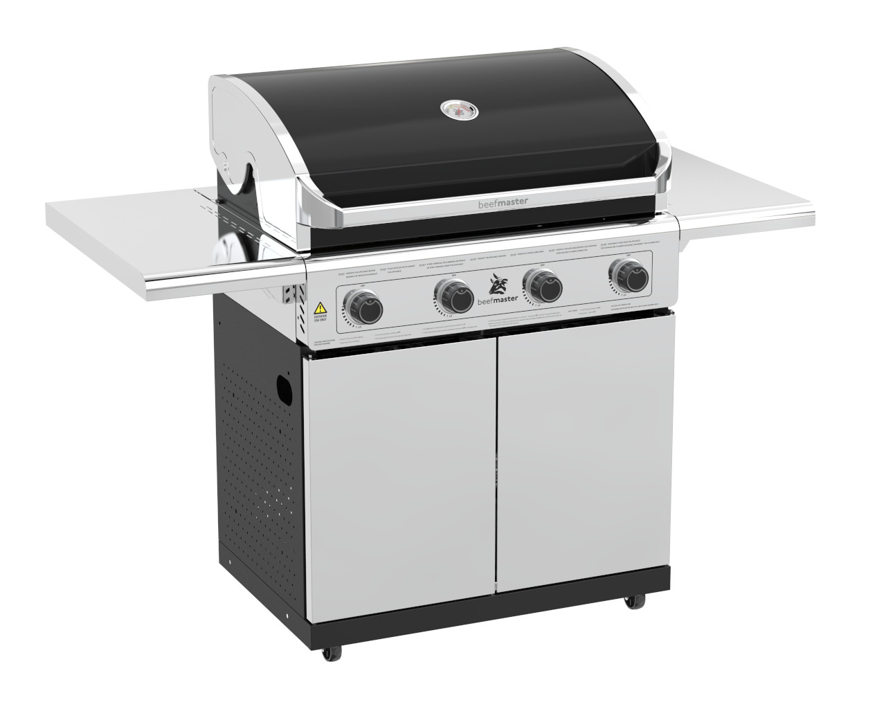 Beefmaster Classic 4 Burner BBQ on Deluxe Cart with Folding Shelves, , hi-res image number null