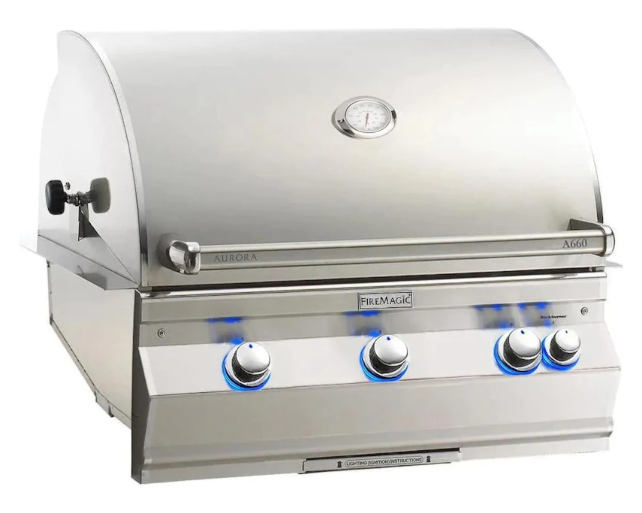 Fire Magic Grills Aurora  A660i 3 Burner Built-In BBQ (H Shaped Burners)  with Analog Thermometer, Backburner & Rotisserie Kit, , hi-res image number null